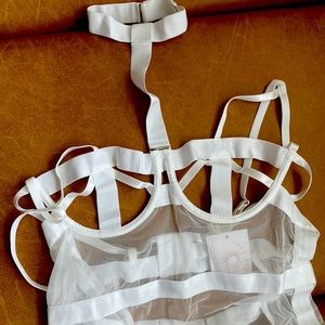 Thong bodysuit either choker